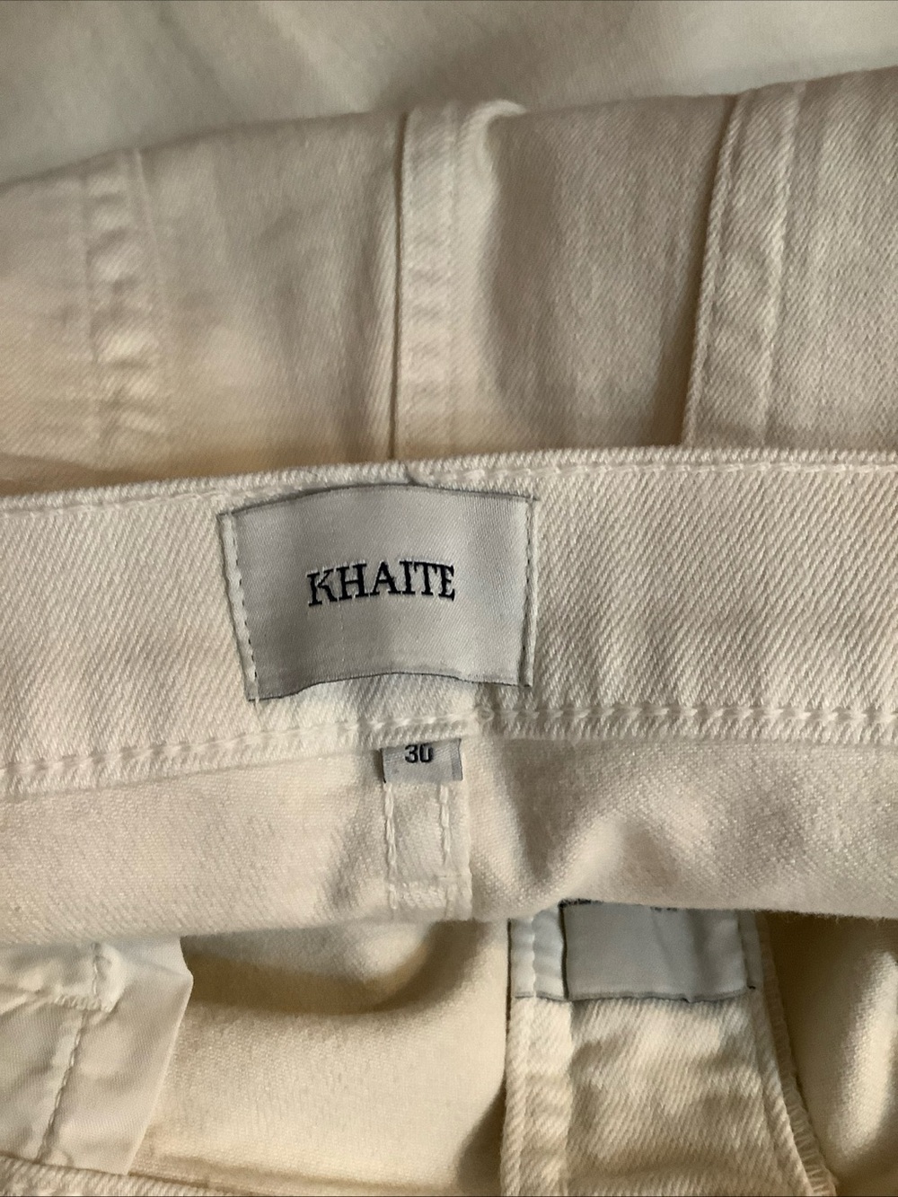 Khaite Wendell Cropped Wide Leg Jeans Size 30 Ivory Cream Denim Stretch - Picture 4 of 10